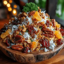 - 3 cups rolled oats - 1 cup pecans, chopped - 1 cup unsweetened coconut flakes - 1/2 cup maple syrup - 1/4 cup coconut oil, melted - 1 teaspoon vanilla extract - 1/2 teaspoon sea salt - 1 teaspoon ground cinnamon - Optional: 1/2 cup dried cranberries, 1/4 cup chia seeds